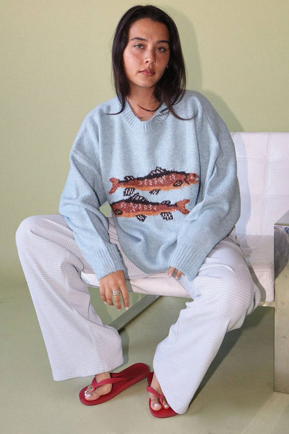 Trout Graphic Knit Sweater