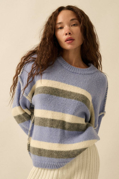 Striped Colorblock Long Sleeve Sweater