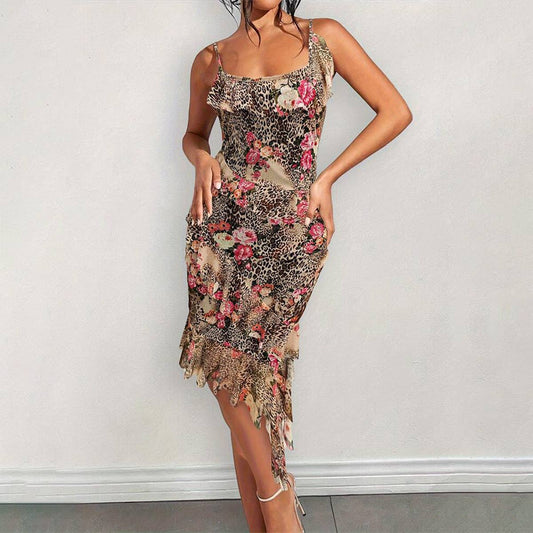 Leopard Ruffled Cami Dress