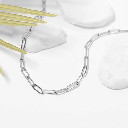 Stainless Paperclip Chain Necklace 18"/ 4mm