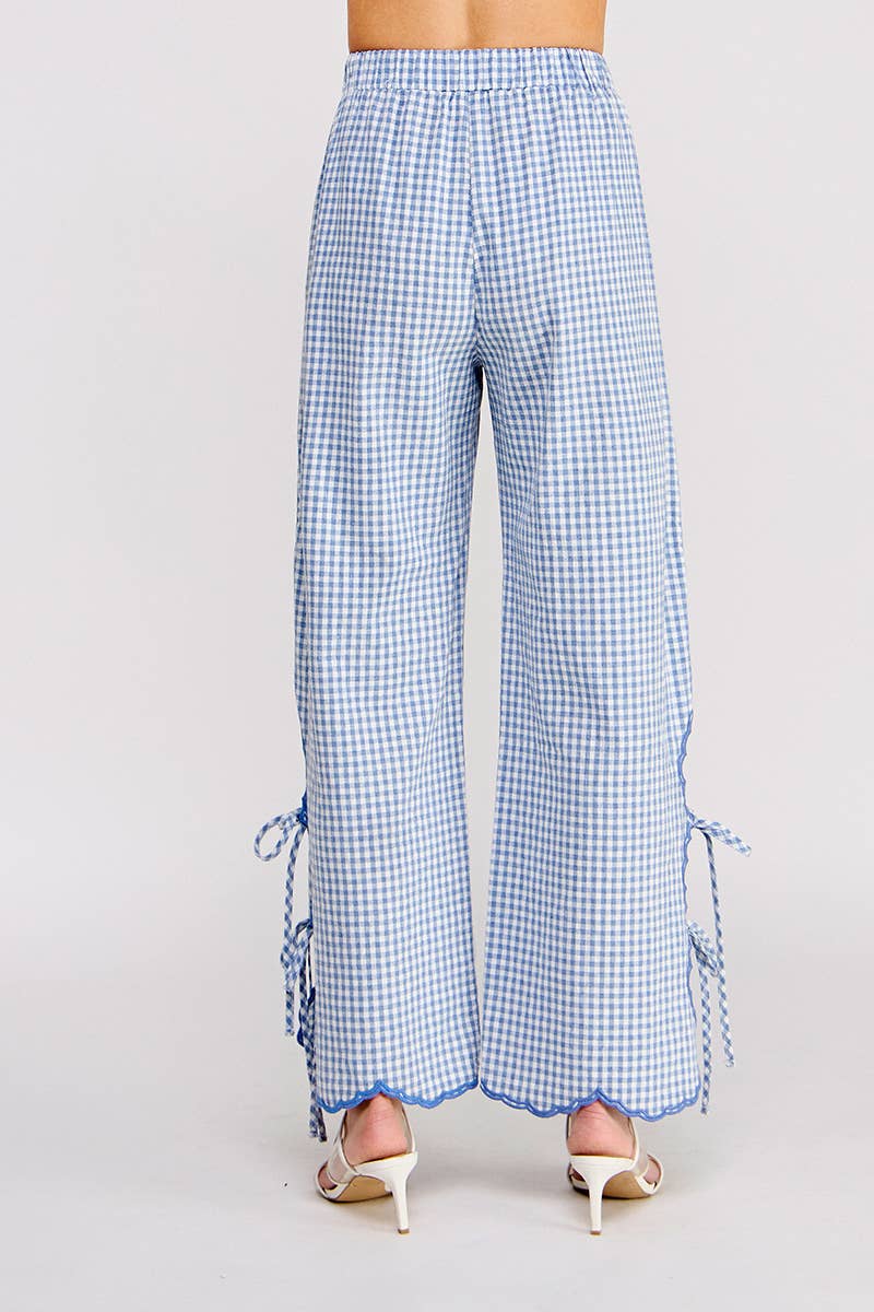 Gingham Elastic Waist Pant