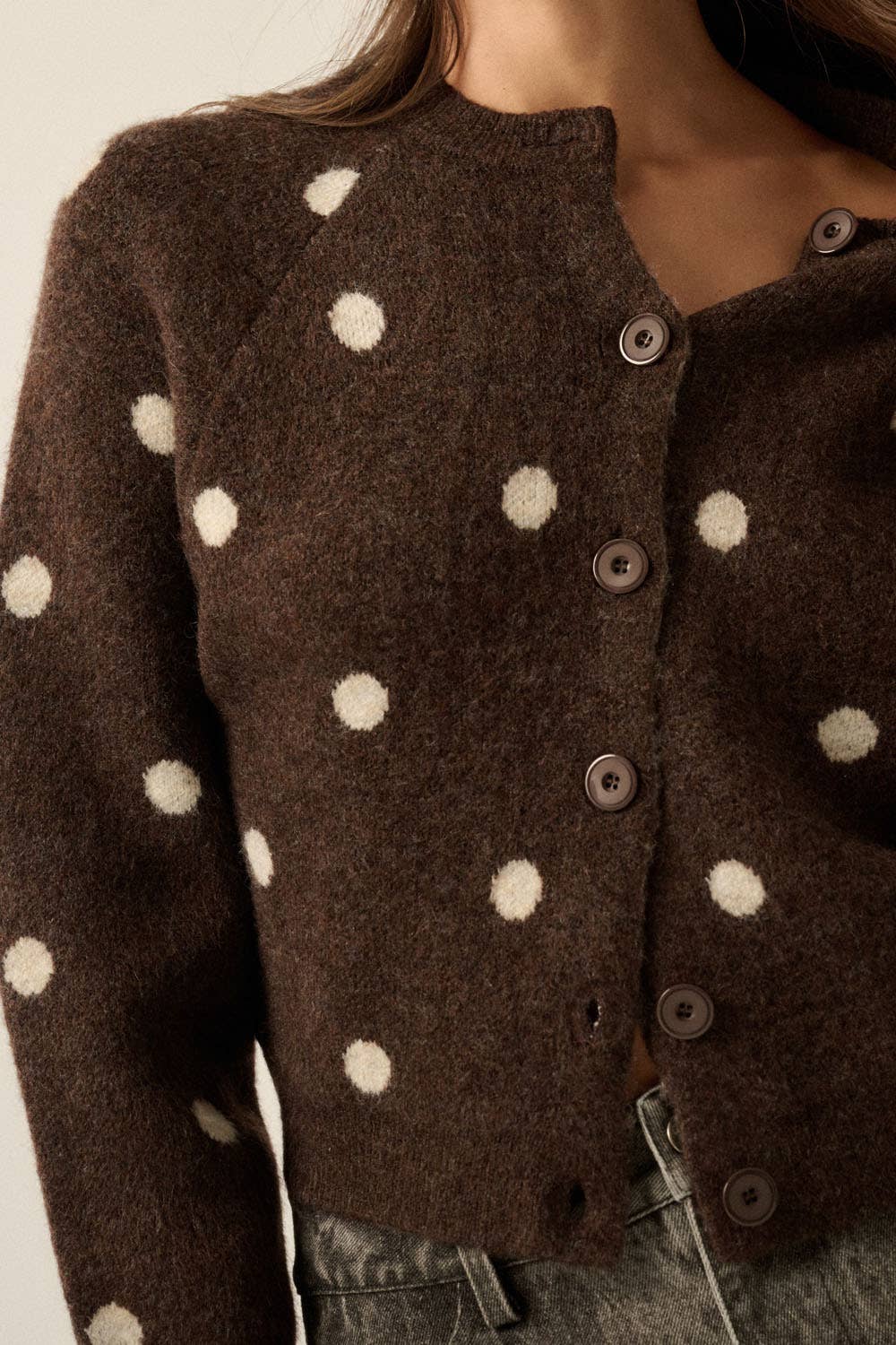 Polka Dot Cropped Cardigan