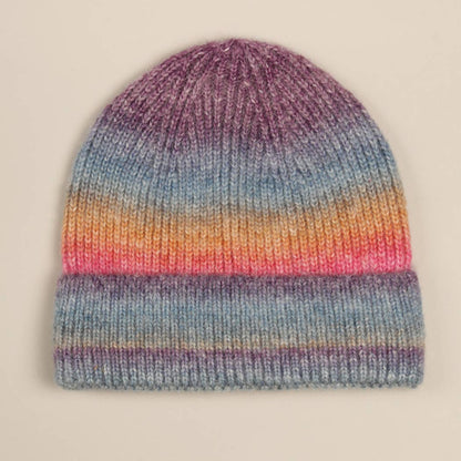 Gradient Ribbed Cuff Knit Beanie Hat