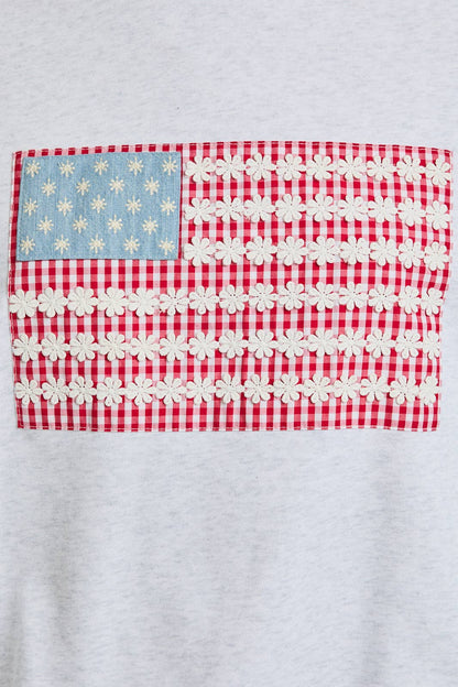 PLUS USA FLAG DAISY CREW NECK SWEATSHIRT