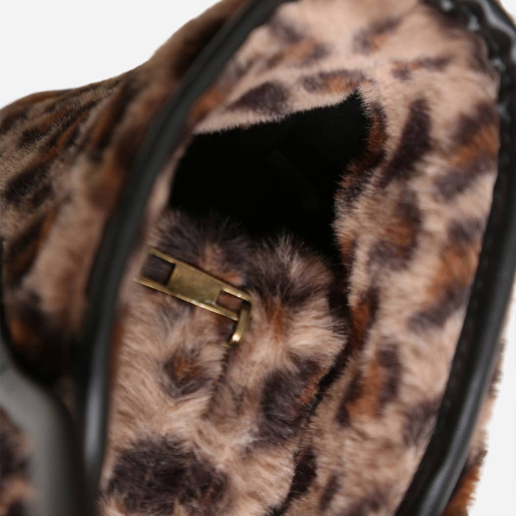 Leopard Fur Shoulder Tote Bag