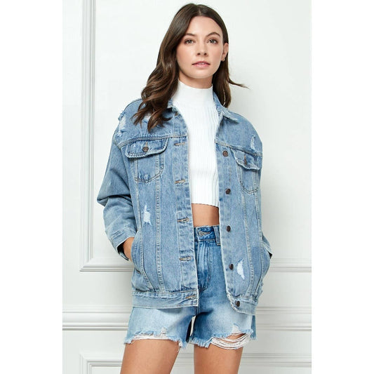 Distressed Classic Denim Jacket