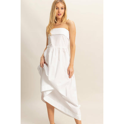 Strapless Fit And Flare Midi Dress