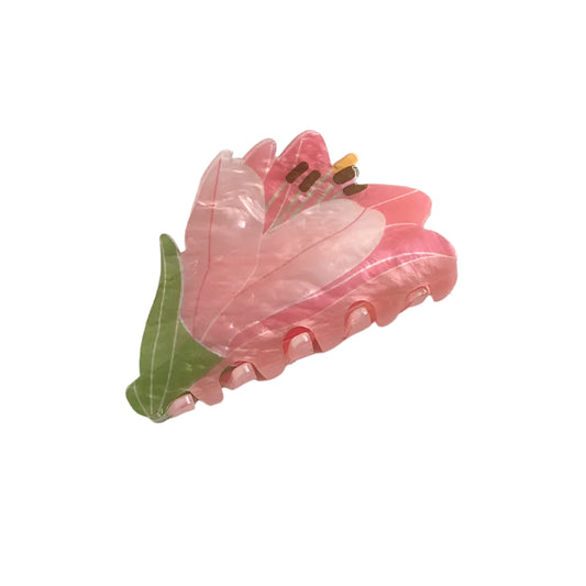 Pink Lily Hair Claw Clip
