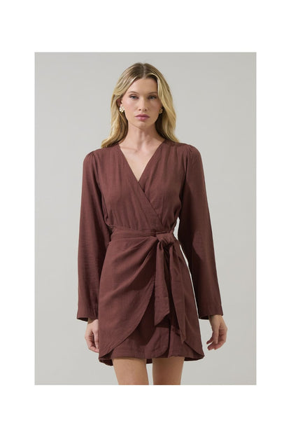 Raelynn Linen Wrap Mini Dress