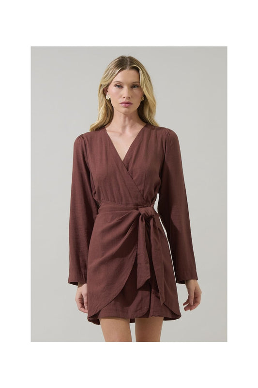 Raelynn Linen Wrap Mini Dress