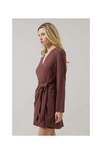 Raelynn Linen Wrap Mini Dress
